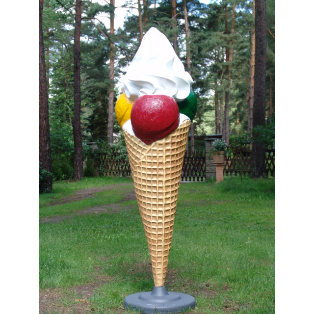 WANDEISTÜTE KUGELEIS mit SAHNE 125 cm Wandhalterung EISTÜTE WERBUNG EIS DEKO 