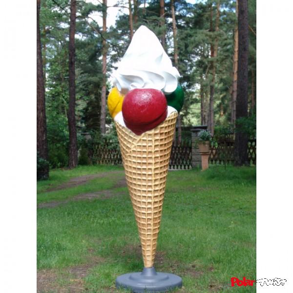Kugeleistüte mit 3 Kugeln und Sahne mit Standfuß